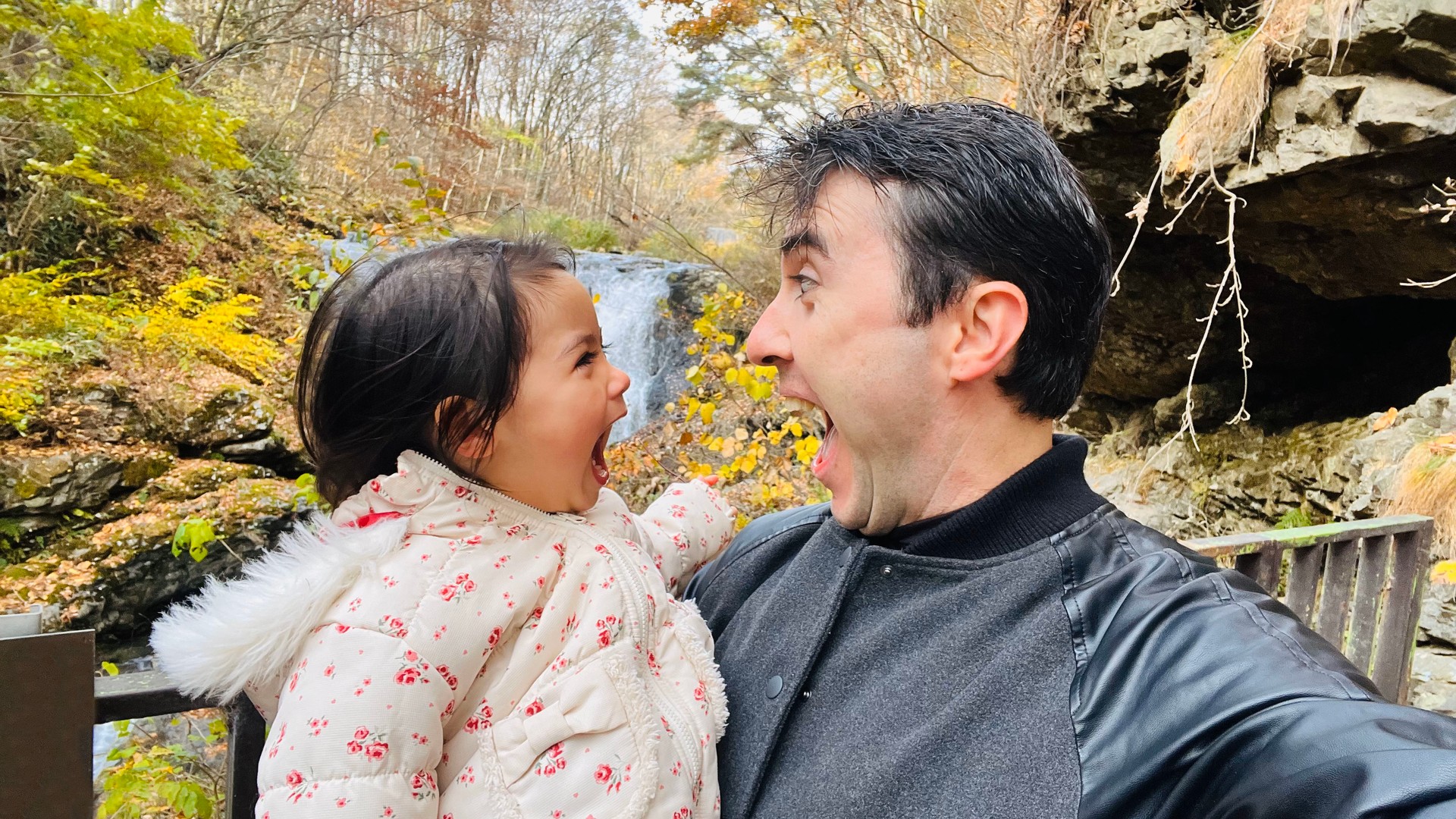 Dad and daughter on a walk